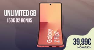 Samsung Galaxy Z Flip7 für 309.99 Euro mit unlimited Allnet Flat und 150 Euro Bonus für 39.99 Euro monatlich