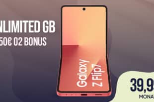 Samsung Galaxy Z Flip7 für 309.99 Euro mit unlimited Allnet Flat und 150 Euro Bonus für 39.99 Euro monatlich