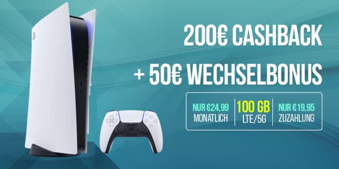 PlayStation 5 Slim PS5 - Digital Edition mit 100GB Allnet Flat und 200 Euro Cashback nur 24.99 Euro monatlich