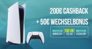 PlayStation 5 Slim PS5 - Digital Edition mit 100GB Allnet Flat und 200 Euro Cashback nur 24.99 Euro monatlich
