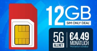 Monatlich kündbar - 12GB Allnet Flatrate nur 4.49 Euro monatlich