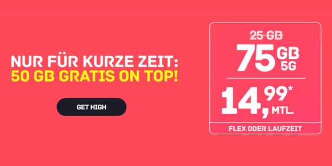 75GB Allnet Flat im Telekom Netz nur 14.99 Euro monatlich