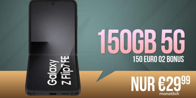 Samsung Galaxy Z Flip7 FE für einmalig 149 Euro mit 150GB Allnet Flat und 150 Euro Bonus nur 29.99 Euro monatlich
