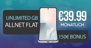 Samsung Galaxy Z Flip7 FE für einmalig 169.99 Euro mit unlimited Allnet Flat und 150 Euro Bonus nur 39.99 Euro monatlich