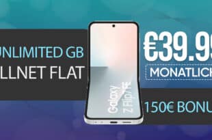 Samsung Galaxy Z Flip7 FE für einmalig 169.99 Euro mit unlimited Allnet Flat und 150 Euro Bonus nur 39.99 Euro monatlich