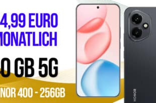 Honor 400 256GB mit 40GB Allnet Flatrate nur 14.99 Euro monatlich