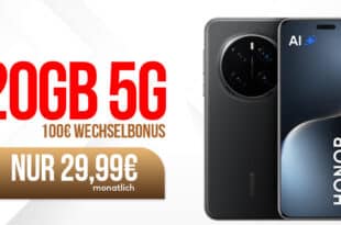 Honor Magic7 Pro 512GB für einmalig 49.95 Euro mit 20GB Allnet Flat und 100 Euro Wechselbonus nur 39.99 Euro monatlich