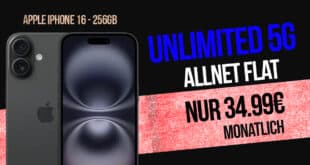 iPhone 16 256GB für einmalig 99 Euro mit o2 Mobile Unlimited Max und 150 Euro Bonus nur 34.99 Euro monatlich