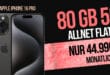 iPhone 16 Pro für einmalig 179.99 Euro mit 80GB Allnet Flat und 50 Euro Wechselbonus nur 44.99 Euro monatlich