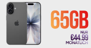iPhone 17 für einmalig 229.95 Euro mit 65GB Allnet Flat und 100 Euro Wechselbonus nur 44.99 Euro monatlich
