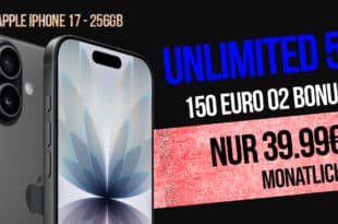 iPhone 17 für einmalig 269.95 Euro mit o2 unlimited Allnet Flat und 150 Euro Bonus nur 39.99 Euro monatlich