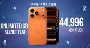 iPhone 17 Pro für einmalig 439.99 Euro mit o2 unlimited Allnet Flat und 150 Euro Bonus nur 44.99 Euro monatlich
