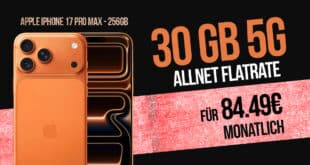 iPhone 17 Pro Max mit 30GB Allnet Flatrate für 84.49 Euro monatlich
