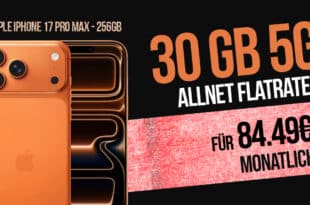 iPhone 17 Pro Max mit 30GB Allnet Flatrate für 84.49 Euro monatlich