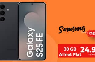 Samsung Galaxy S25 FE 256GB mit 30GB Allnet Flat und 50 Euro Wechselbonus nur 24.99 Euro monatlich