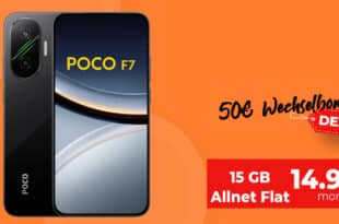 Poco F7 256GB für einmalig 99 Euro mit 15GB Allnet Flat und 50 Euro Wechselbonus nur 14.99 Euro monatlich