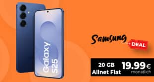 Samsung Galaxy S25 für einmalig 29 Euro mit 20GB Allnet Flat nur 19.99 Euro monatlich