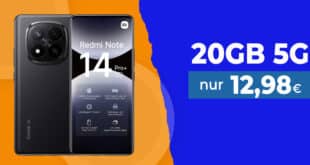 Xiaomi Redmi Note 14 Pro+ (PlusVersion) & 67W HyperCharge für einmalig 49 Euro mit 20GB Allnet Flat nur 12.98 Euro monatlich