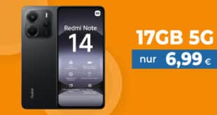 Xiaomi Redmi Note 14 für einmalig 9.99 Euro mit 17GB Allnet Flatrate nur 6.99 Euro monatlich