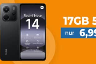 Xiaomi Redmi Note 14 für einmalig 9.99 Euro mit 17GB Allnet Flat nur 6.99 Euro monatlich
