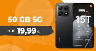 Xiaomi 15T 256GB für einmalig 19 Euro mit 50GB Allnet Flat und 50 Euro Wechselbonus nur 19.99 Euro monatlich