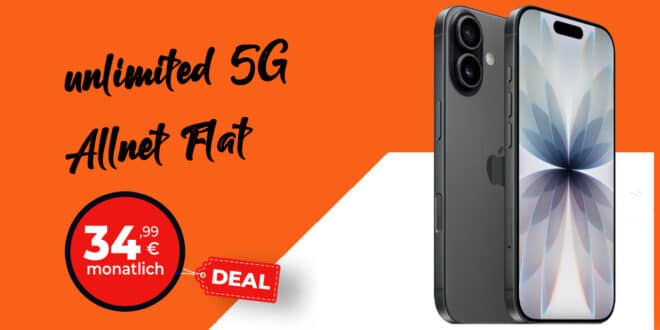 iPhone 17 für einmalig 309.99 Euro mit o2 unlimited Allnet Flat und 150 Euro Bonus nur 34.99 Euro monatlich