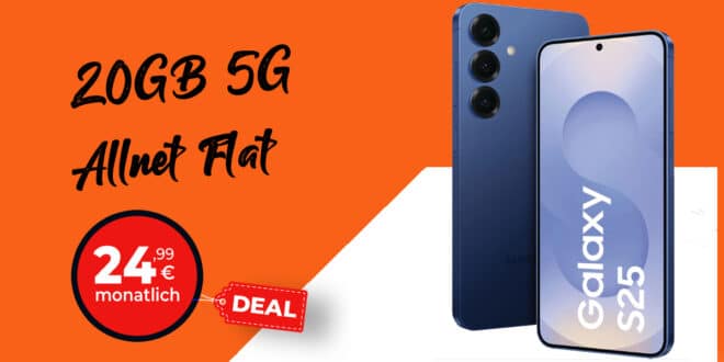 Samsung Galaxy S25 für einmalig 49 Euro mit 20GB Allnet Telekom oder 30GB Allnet Vodafone nur 24.99 Euro monatlich