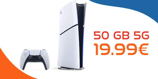 PS5 PlayStation 5 Slim – Digital Edition mit 50GB Allnet Flat und 50 Euro Wechselbonus nur 19.99 Euro monatlich