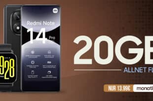 Xiaomi Redmi Note 14 Pro 5G & Redmi Watch 5 Active mit 20GB Allnet Flat nur 13.99 Euro monatlich