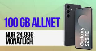 Samsung Galaxy S25 FE 256GB für einmalig 99.95 Euro mit 100GB Allnet Flat und 150 Euro Bonus nur 24.99 Euro monatlich