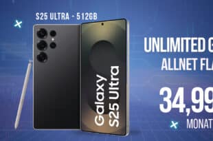 Samsung Galaxy S25 Ultra 512GB für einmalig 269 Euro mit unlimited Allnet Flat und 150 Euro Bonus nur 34.99 Euro monatlich