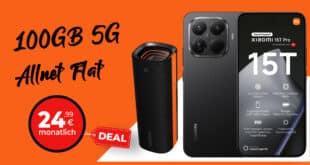 Xiaomi 15T Pro 512GB & Xiaomi Sound Party für einmalig 59 Euro mit 100GB Allnet Flat und 150 Euro Bonus nur 24.99 Euro monatlich