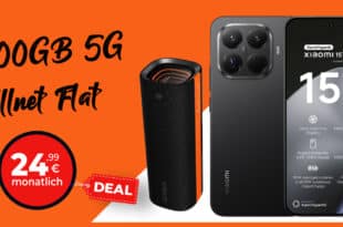 Xiaomi 15T Pro 512GB & Xiaomi Sound Party für einmalig 59 Euro mit 100GB Allnet Flat und 150 Euro Bonus nur 24.99 Euro monatlich