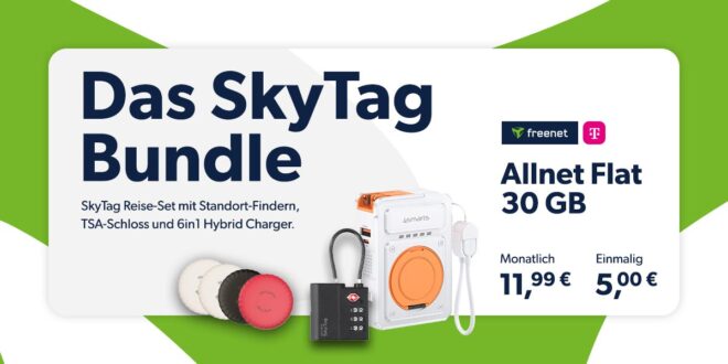30GB Telekom Allnet Flat mit 4 SkyTags, Powerbank und TSA Lock & 150 Euro Wechselbonus nur 11.99 Euro monatlich