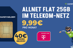 25GB Telekom Allnet Flat für 9.99 Euro monatlich + 40€ Gutschein!