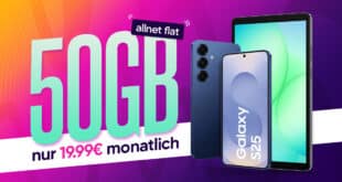 Samsung Galaxy S25 & Galaxy Tab A11 für einmalig 99 Euro mit 50GB Allnet Flat nur 19.99 Euro monatlich