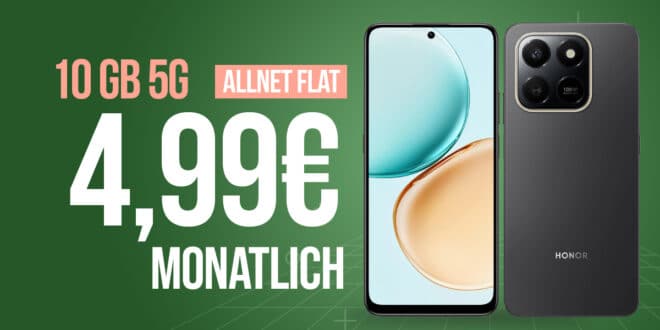Honor 400 Smart für einmalig 29 Euro mit 10GB Allnet Flatrate nur 4.99 Euro monatlich