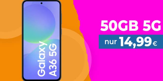 Samsung Galaxy A36 für einmalig 69 Euro mit 50GB Allnet Flat und 150 Euro Wechselbonus nur 14.99 Euro monatlich