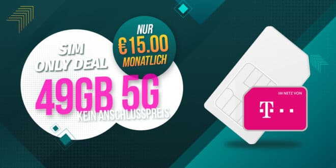 Telekom Netz – ohne Laufzeit – 24GB 5G Allnet Flat nur 10 Euro monatlich und 49GB 5G nur 15 Euro monatlich