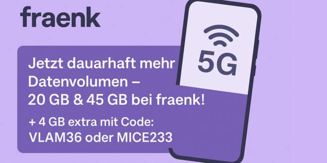 fraenk erhöht dauerhaft das Datenvolumen – mehr GB ohne Aufpreis!
