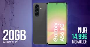 Samsung Galaxy A56 für einmalig 79 Euro mit 20GB Allnet Flat und 50 Euro Wechselbonus nur 14.99 Euro monatlich