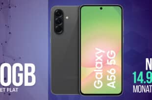 Samsung Galaxy A56 für einmalig 79 Euro mit 20GB Allnet Flat und 50 Euro Wechselbonus nur 14.99 Euro monatlich