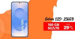 Samsung Galaxy S25+ (S25Plus) für einmalig 159 Euro mit 150GB Allnet Flat nur 29 Euro monatlich