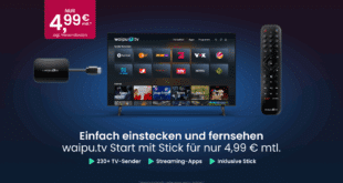 waipu.tv Start Jahrespaket: Fernsehen der Zukunft für nur 4,99 € im Monat