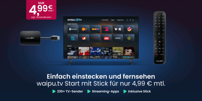 waipu.tv Start Jahrespaket: Fernsehen der Zukunft für nur 4,99 € im Monat