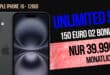 iPhone 16 für einmalig 99 Euro mit unlimited Allnet Flat und 150 Euro Bonus nur 39.99 Euro monatlich