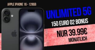 iPhone 16 für einmalig 99 Euro mit unlimited Allnet Flat und 150 Euro Bonus nur 39.99 Euro monatlich
