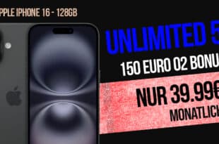 iPhone 16 für einmalig 99 Euro mit unlimited Allnet Flat und 150 Euro Bonus nur 39.99 Euro monatlich