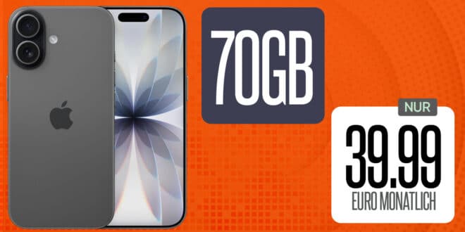 iPhone 17 für einmalig 149.99 Euro mit 70GB Allnet Flat nur 39.99 Euro monatlich – kein Anschlusspreis – DealAmigo gibt 8 Euro Cashback