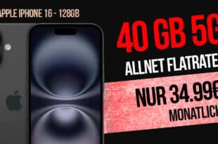 iPhone 16 für einmalig 69 Euro mit 40GB Allnet Flat nur 34.99 Euro monatlich